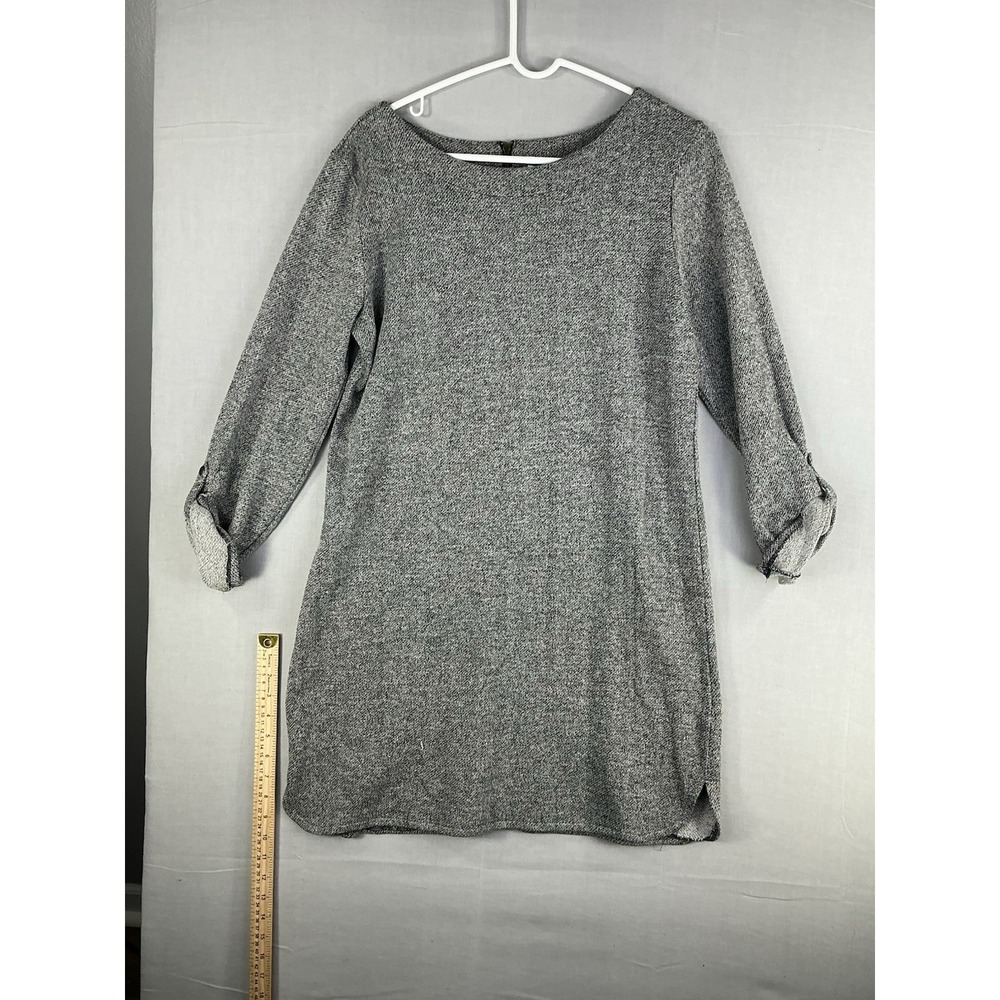 Merona Womens Knit Dress Size M Gray Long Sleeve Cotton Blend Casual Shift
